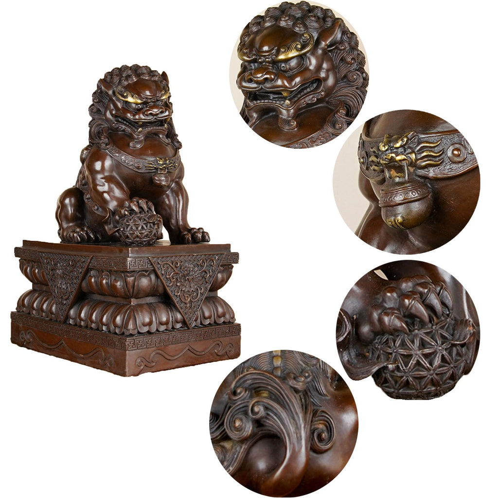 Beijing Foo Fu Dog Guardion Statues Wealth Porsperity, Guardian Lion Statues Pair of Fu Foo Dogs Home Feng Shui Decor Figurine Housewarming Gift, to Ward Off Negative Energy