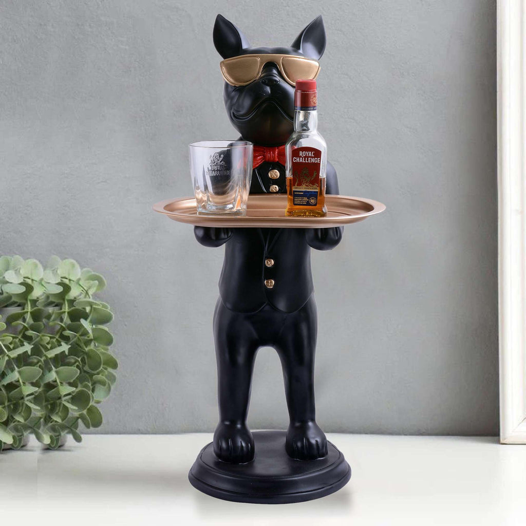 HolyJoly Cool Dog Showpiece with Plate for Home Décor Item | Kitchen,Bedroom,Office,Dinning Table Decorative Item -08