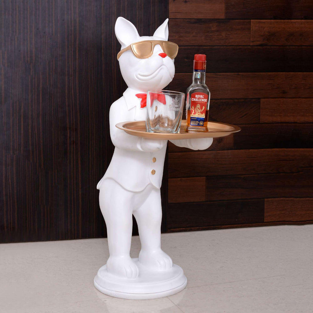 mani Craft Cool Dog Showpiece with Plate for Home Décor Item | Kitchen,Bedroom,Office,Dinning Table Decorative Item -09