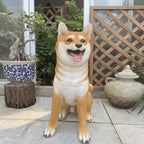 Outdoor Decorative Statue Dog Sculpture Figure Ornament Figurine Featuring Seated Pose in Fiberglass Suitable for Garden, Shiba Inu Statue, Sitting, No Basket, 28cm L X 45cm W X 58cm H