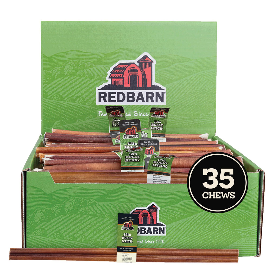 Redbarn 12" Bully Sticks 100% Natural Beef Dog Chew Rawhide Free Case of 35