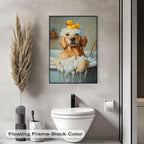 Myphotostation 55Wx55H''-(140x140cm) Stretched Canvas Golden Soak Bubble Bath Dog Canvas Print, Bathroom Wall Art, Bathroom decor