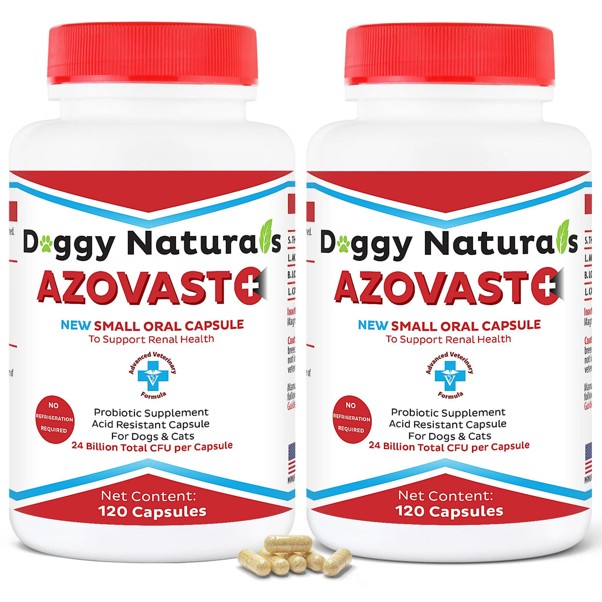 Azovast Plus Kidney Health Supplement for Dogs & Cats -24 Billion CFU- NO Refrigeration Required - Help Support Kidney Function & Manage Renal Toxins - Renal Care Supplement Capsule(U.S.A)(360 Caps)