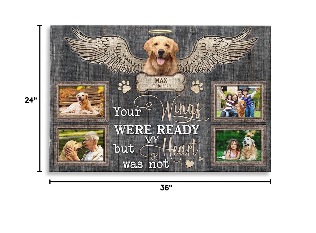 Dem Canvas Personalized Dog Memorial Canvas, Loss Of Dog Gifts, Your Wings Were Ready, Dog Memorial Gifts, Dog Death Sympathy Gifts, Custom Dog Memorial Gift For Pet Loss (36x24)