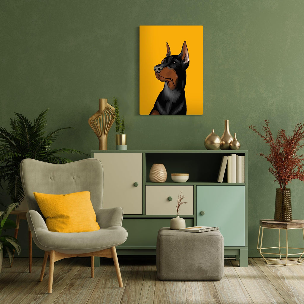 20 x 28 Inch | Dobermann | contemporary dog art animal artwork pet portrait dog lover gift Original Handmade Modern Abstract Oil Canvas Painting Wall Artwork