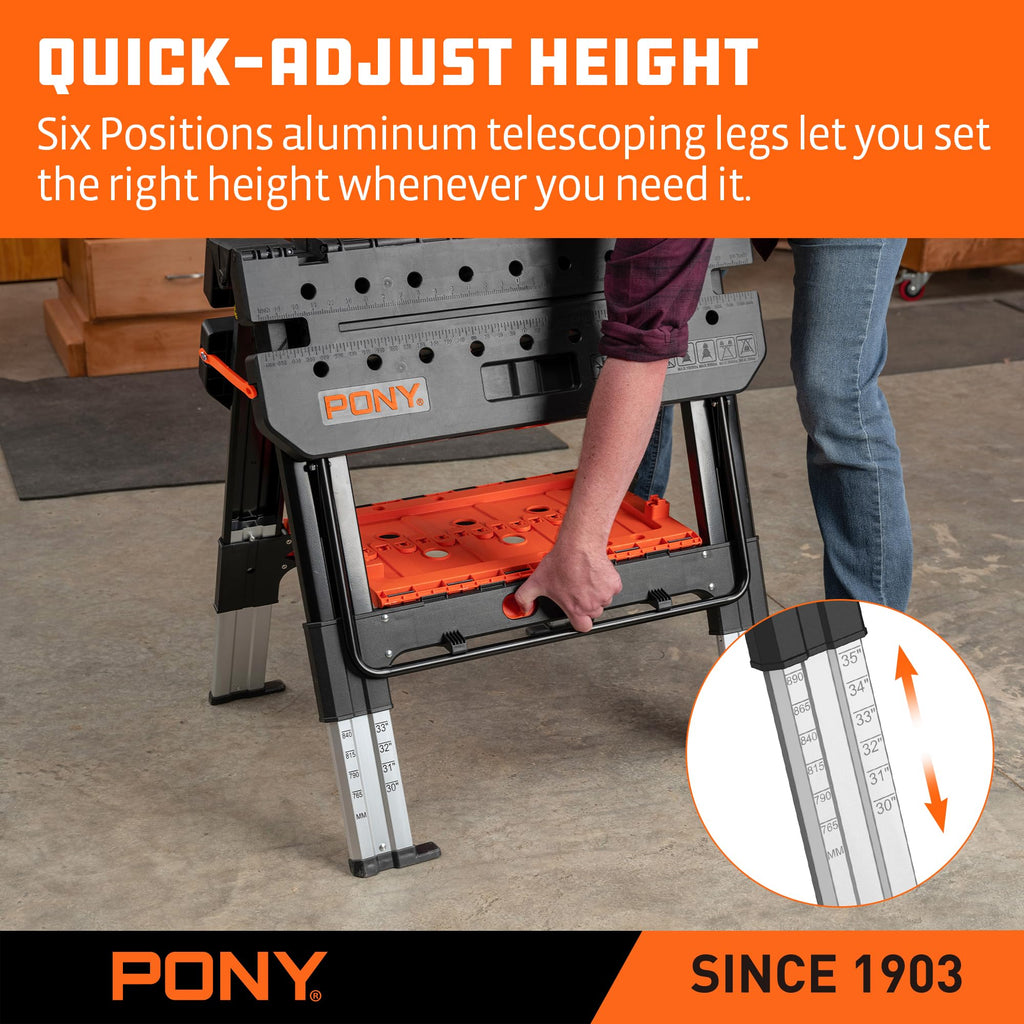 Pony Portable Folding Work Table, Workbench & Sawhorse