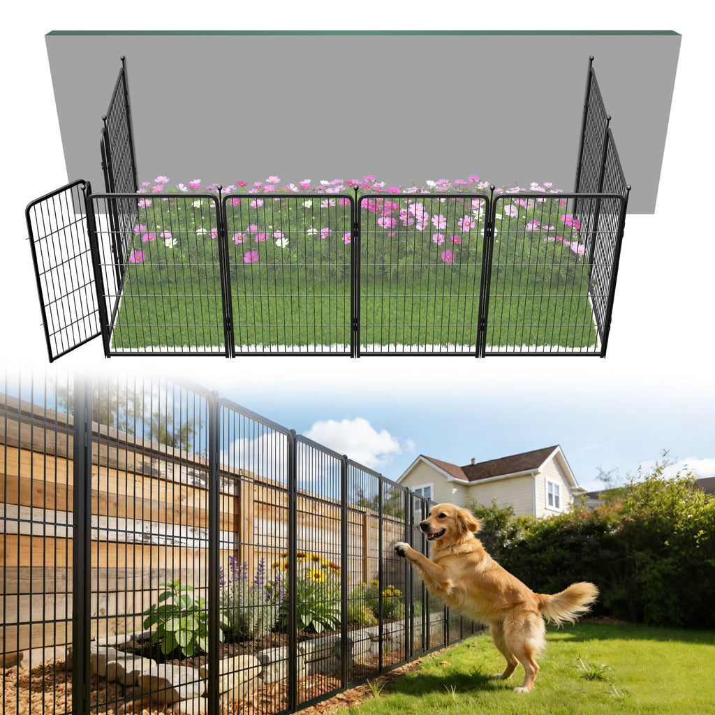 FXW No Dig Garden Fence, Outdoor for Yard, 50in(H) x 62.6ft(L), 24 Panels
