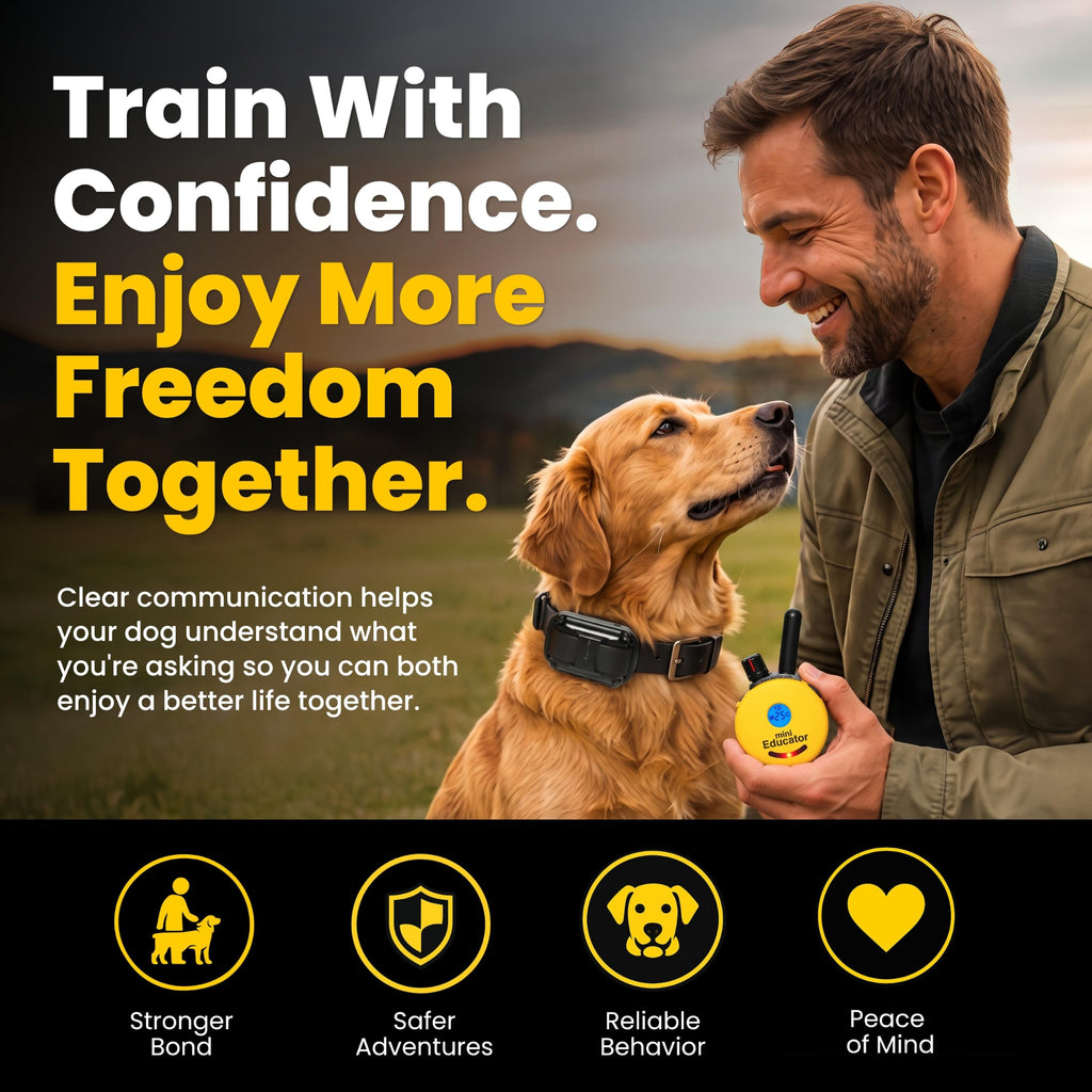 Educator ET-302 Mini E Collar for Dog Training with Remote - 1/2 Mile Range, Waterproof, 100 Blunt Stimulation Levels, Tone or Vibration Mode, Night Light for Small, Medium & Large Dogs (2 Dogs)