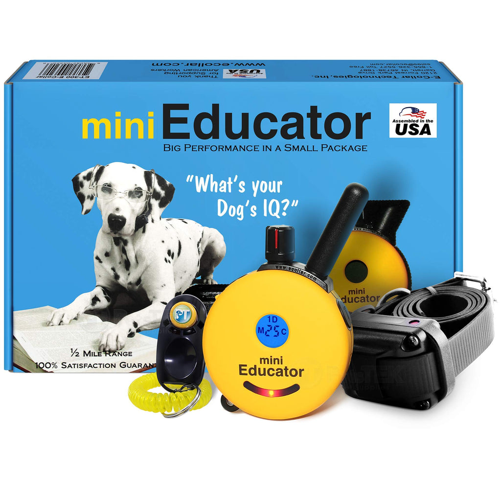 Educator ET-302 Mini E Collar for Dog Training with Remote - 1/2 Mile Range, Waterproof, 100 Blunt Stimulation Levels, Tone or Vibration Mode, Night Light for Small, Medium & Large Dogs (2 Dogs)