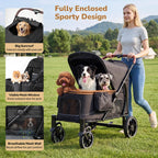 ELEMARA Large Dog Stroller with Walk-in Ramp, up to 110 lbs – Heavy Duty Dog Stroller for Large Dogs & 2 Medium Dogs, All-Terrain Wagon for Senior, Injured & Post-Surgery Pets