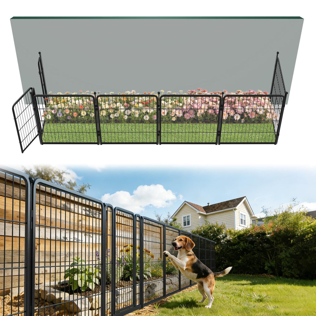 FXW No Dig Garden Fence, Outdoor for Yard, 50in(H) x 62.6ft(L), 24 Panels