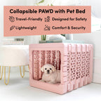 Dog Crate + Orthopedic Pet Bed + Crate Pad + Pet Bowls + Food Mat - Collapsible Pet Crate with Pad and Orthopedic Bed for Pets up to 25 Lbs - Includes (2) Bowls and a Silicone Mat - Medium