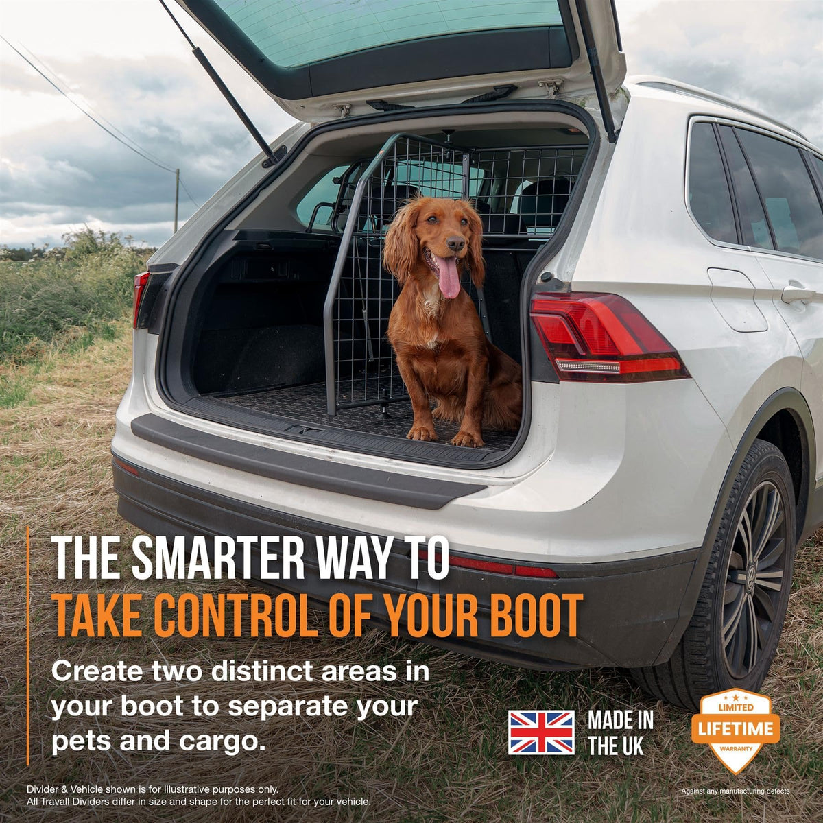 Travall Dog Guard & Divider Bundle Compatible with Skoda Enyaq iV Estate (2020-) | Vehicle Specific Trunk Guard & Luggage Barrier Load Separator Heavy Duty Powder Coated Steel Pet Barrier