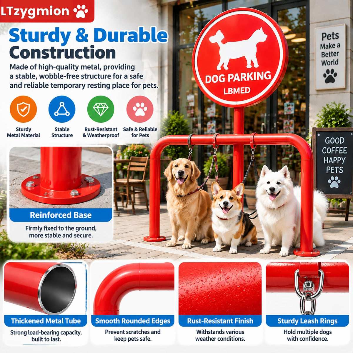 Dog Leash Parking Hook, Size: 100 Cm (length) X 120 Cm (height), Hands-free