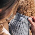 Luxury 3-Thread Cashmere Dog Sweater- Heather Gray Ribbed Knit with Leash Opening- Rialto Style- Made in Italy - Size XS
