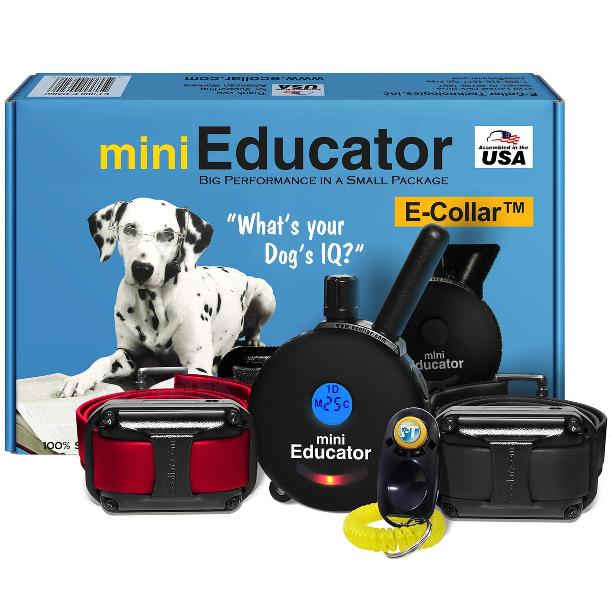 Educator ET-302 Mini E Collar for Dog Training with Remote - 1/2 Mile Range, Waterproof, 100 Blunt Stimulation Levels, Tone or Vibration Mode, Night Light for Small, Medium & Large Dogs (2 Dogs)