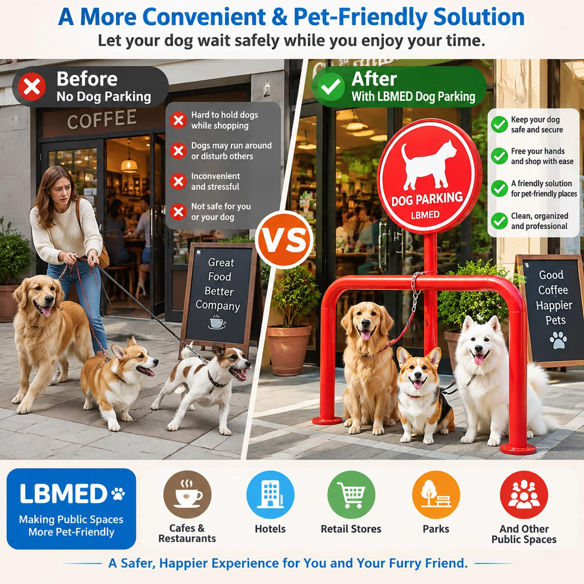 Dog Leash Parking Hook, Size: 100 Cm (length) X 120 Cm (height), Hands-free