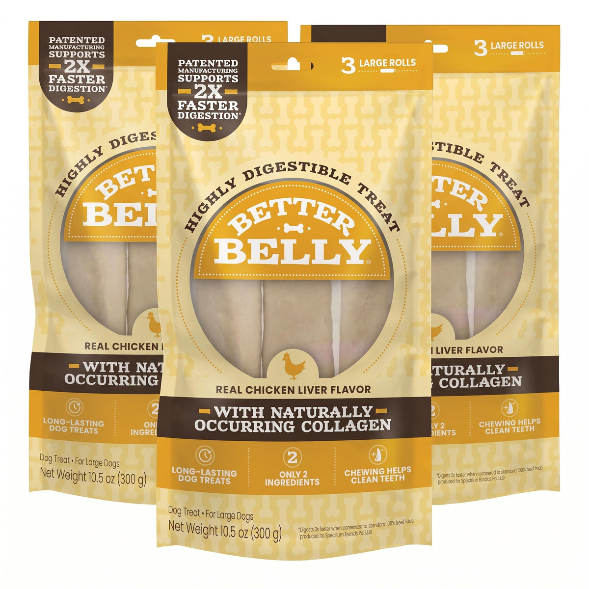 Better Belly Pork Hide Small Roll Highly Digestible Dog Treats, 20 Count