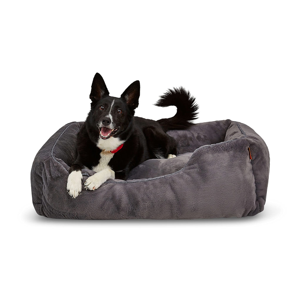 FUZI Luxury Aesthetic Dog Bed for Medium Dogs with Washable Cover, Pet Couch, Pet Bed with Sides, Non-Slip Bottom, Soft and Durable Calming Dog Bed, Faux Rabbit Fur, Medium 31.75x23.6x9.5 Soft White