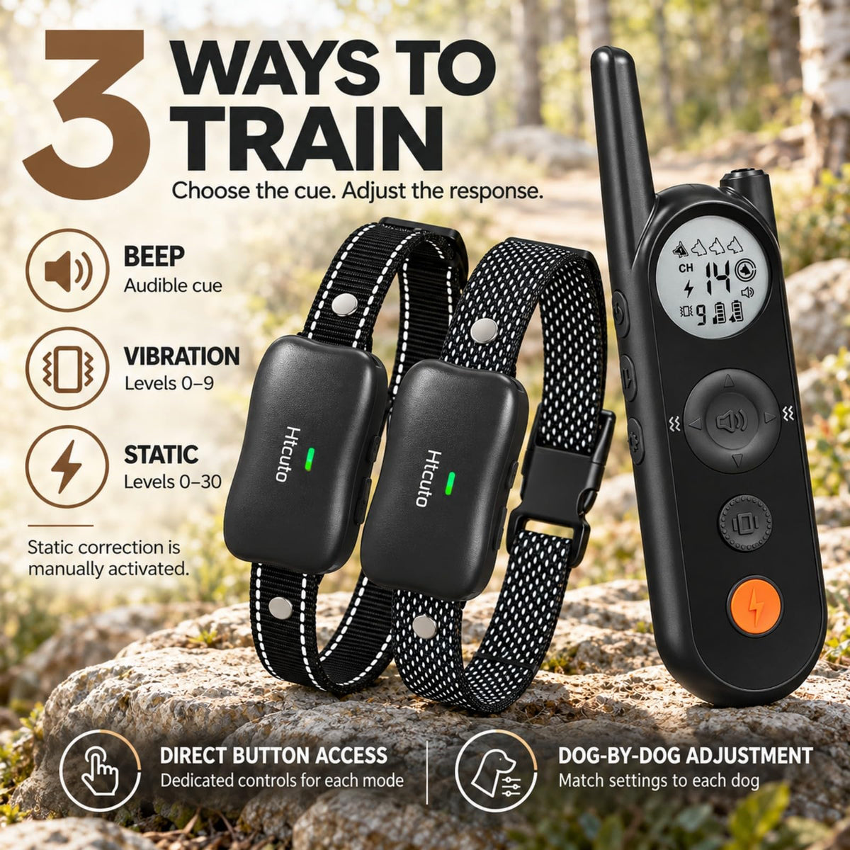 Wireless Dog Fence for 2 Dogs, 2-in-1 Electric Fence and Training Collar System, Up to 856 Acres, 5900FT Remote Range, 185-Day Standby, 3 Training Modes, LED Flashlight, IPX7 Waterproof, Black