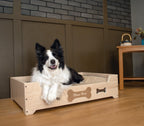Custom Engraved Raised Wooden Pet Bed – Handcrafted Elevated Dog & Cat Bed Furniture– Personalize Up to 15 Characters – Eco-Friendly – Made in USA – Pet Bed Not Included (Large)