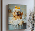 Myphotostation 55Wx55H''-(140x140cm) Stretched Canvas Golden Soak Bubble Bath Dog Canvas Print, Bathroom Wall Art, Bathroom decor
