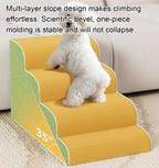 Dog Stairs for Small Dogs, 3-Step Wide Pet Step for High Bed or Couch, Curved Pet Ramps for Cats with High-Density Foam and Washable Cover,B,5th Floor