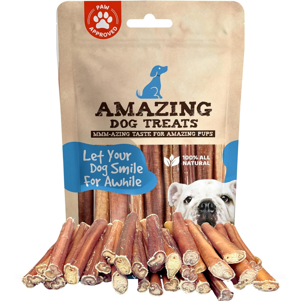Amazing Dog Treats - Bully Sticks for Small Dogs (12 Inch Small- 100 Count) - Premium Thin Junior Bully Sticks for Dogs