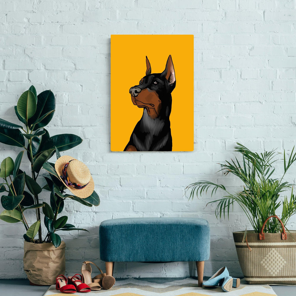 20 x 28 Inch | Dobermann | contemporary dog art animal artwork pet portrait dog lover gift Original Handmade Modern Abstract Oil Canvas Painting Wall Artwork