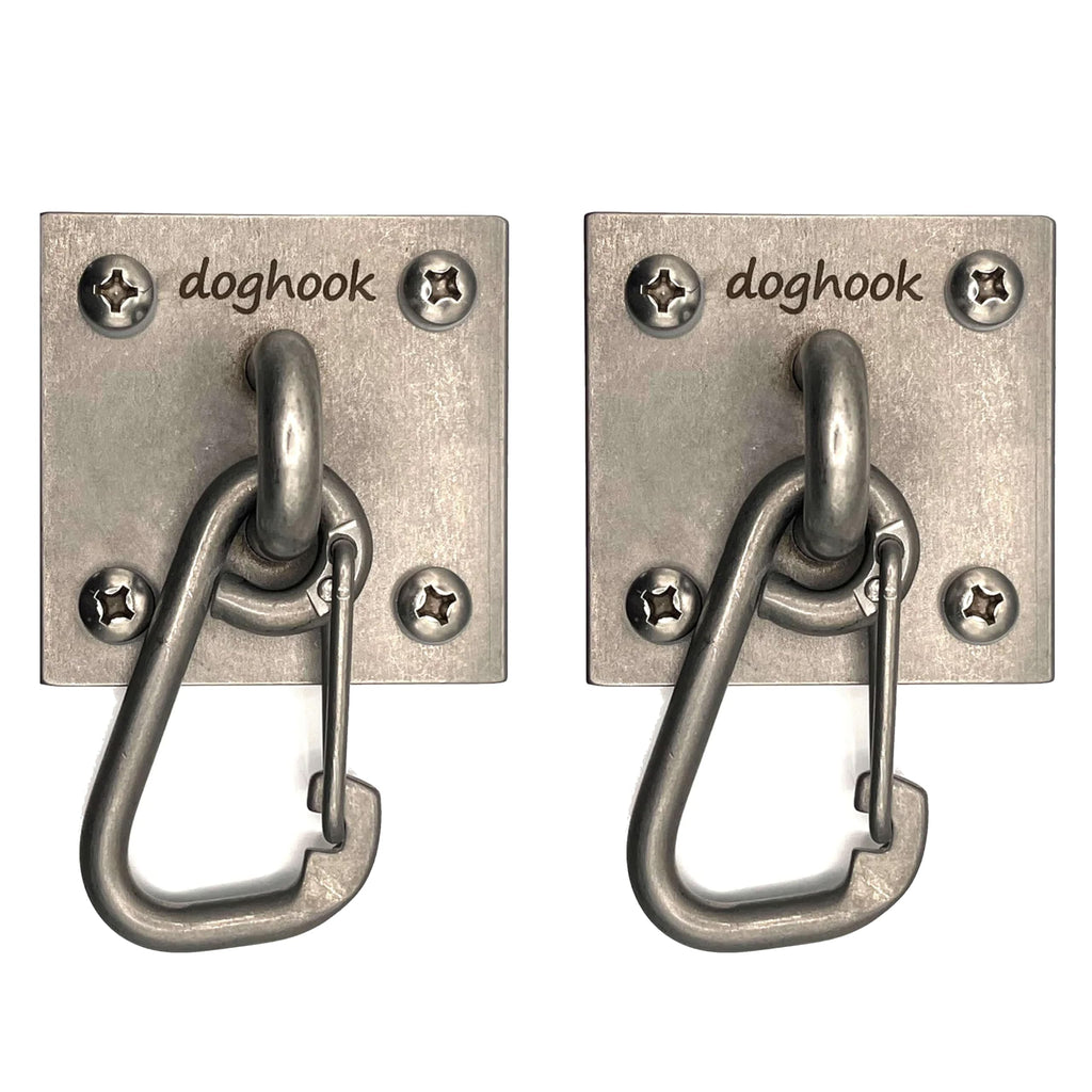 Canine Hitch- Secure Dog Leash Parking Wall Slim Hook with Clip 6 Pack - Tie Out Stainless Steel & ABS Mounting Plate for Strength - Practical Lead Management for Home & Business