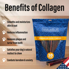 ValueBull USA Beef Collagen Sticks, 12 Inch Super Jumbo Chews, 50 Count