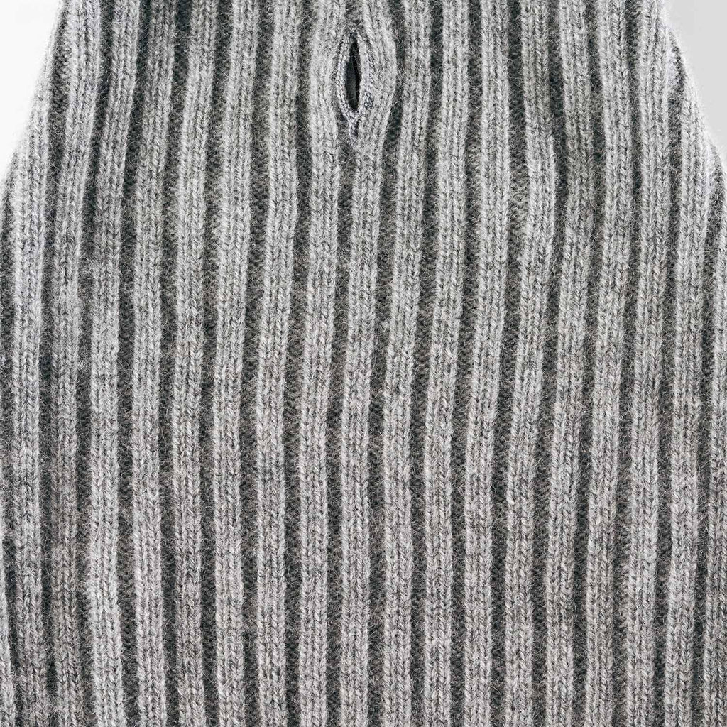 Luxury 3-Thread Cashmere Dog Sweater- Heather Gray Ribbed Knit with Leash Opening- Rialto Style- Made in Italy - Size XS