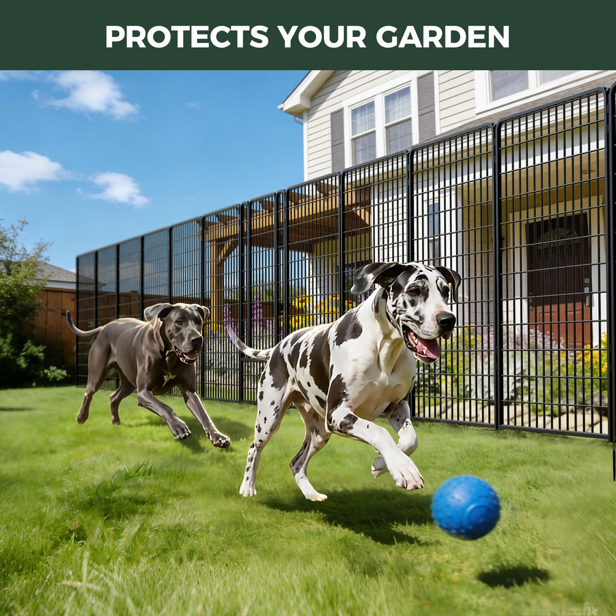 FXW No Dig Garden Fence, Outdoor for Yard, 50in(H) x 62.6ft(L), 24 Panels