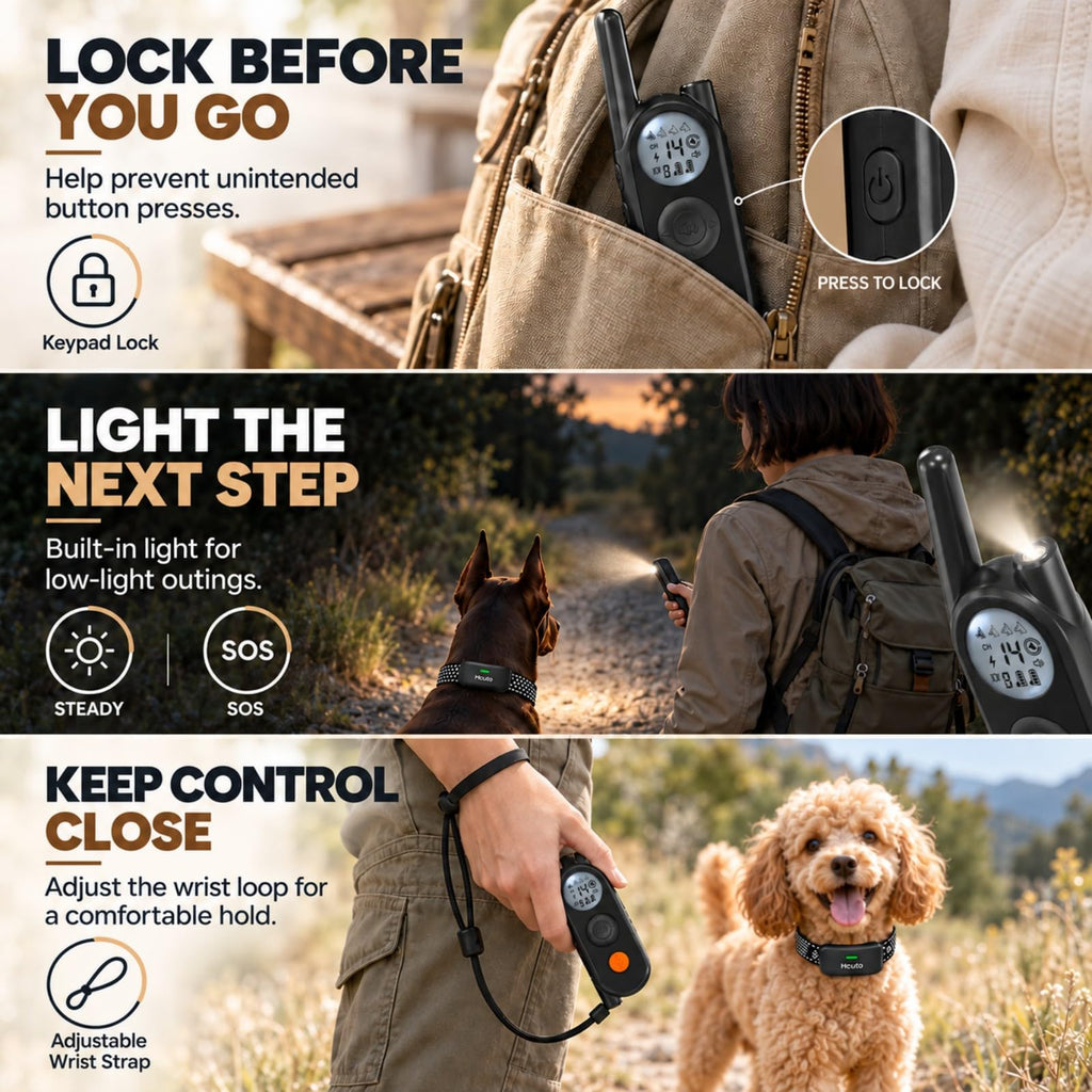 Wireless Dog Fence for 2 Dogs, 2-in-1 Electric Fence and Training Collar System, Up to 856 Acres, 5900FT Remote Range, 185-Day Standby, 3 Training Modes, LED Flashlight, IPX7 Waterproof, Black
