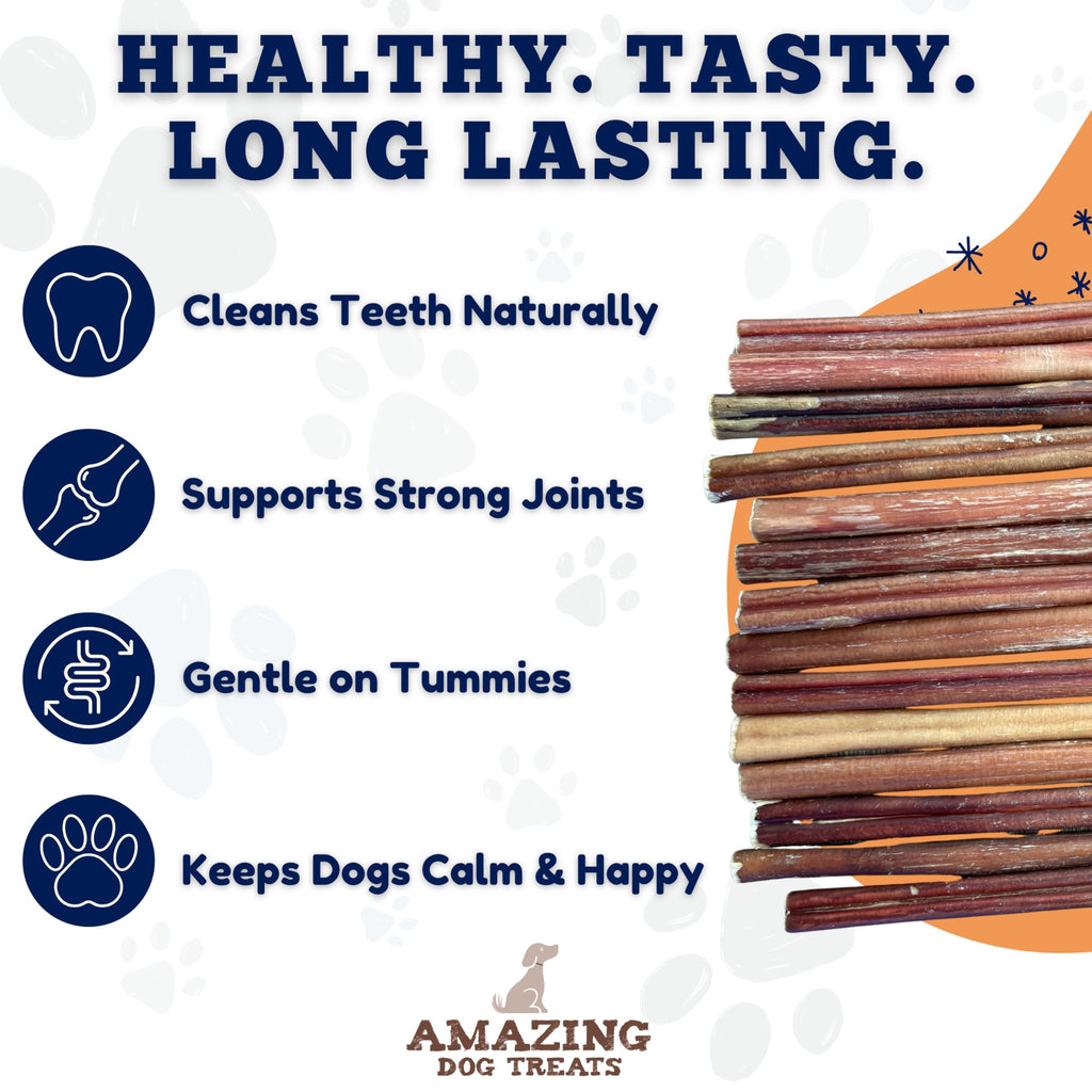 Amazing Dog Treats - Bully Sticks for Small Dogs (12 Inch Small- 100 Count) - Premium Thin Junior Bully Sticks for Dogs
