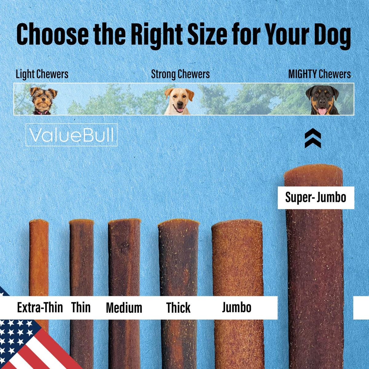 ValueBull USA Beef Collagen Sticks, 12 Inch Super Jumbo Chews, 50 Count
