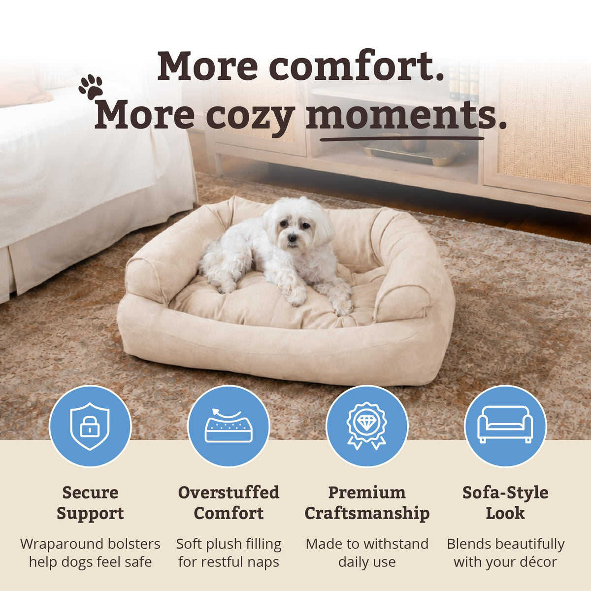 Snoozer Pet Products - Overstuffed Luxury Dog Sofa | Small - Buckskin