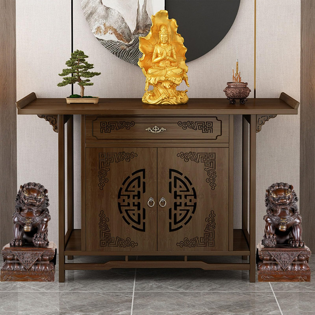 Beijing Foo Fu Dog Guardion Statues Wealth Porsperity, Guardian Lion Statues Pair of Fu Foo Dogs Home Feng Shui Decor Figurine Housewarming Gift, to Ward Off Negative Energy