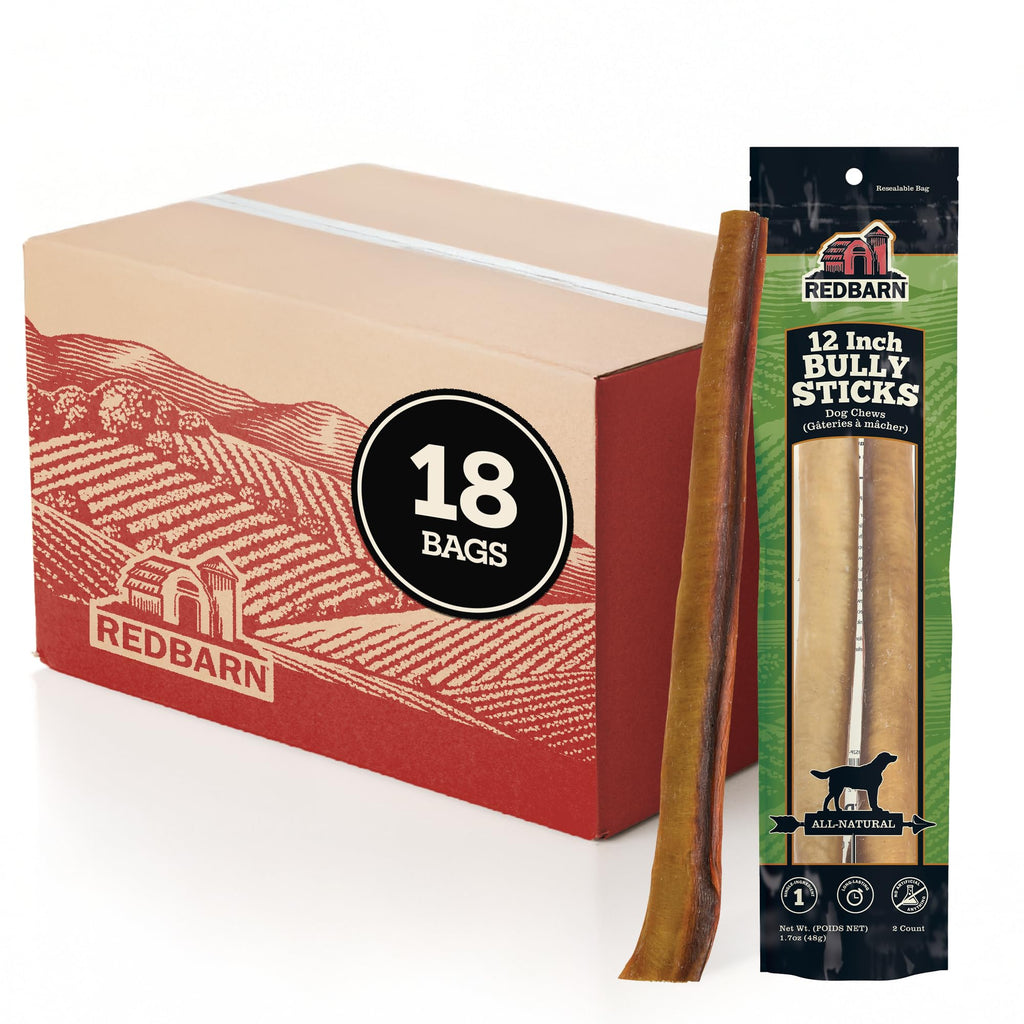Redbarn 12" Bully Sticks 100% Natural Beef Dog Chew Rawhide Free Case of 35