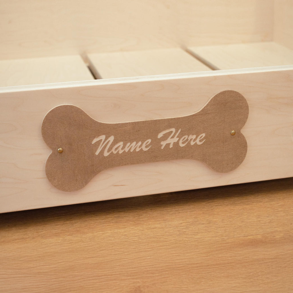 Custom Engraved Raised Wooden Pet Bed – Handcrafted Elevated Dog & Cat Bed Furniture– Personalize Up to 15 Characters – Eco-Friendly – Made in USA – Pet Bed Not Included (Large)