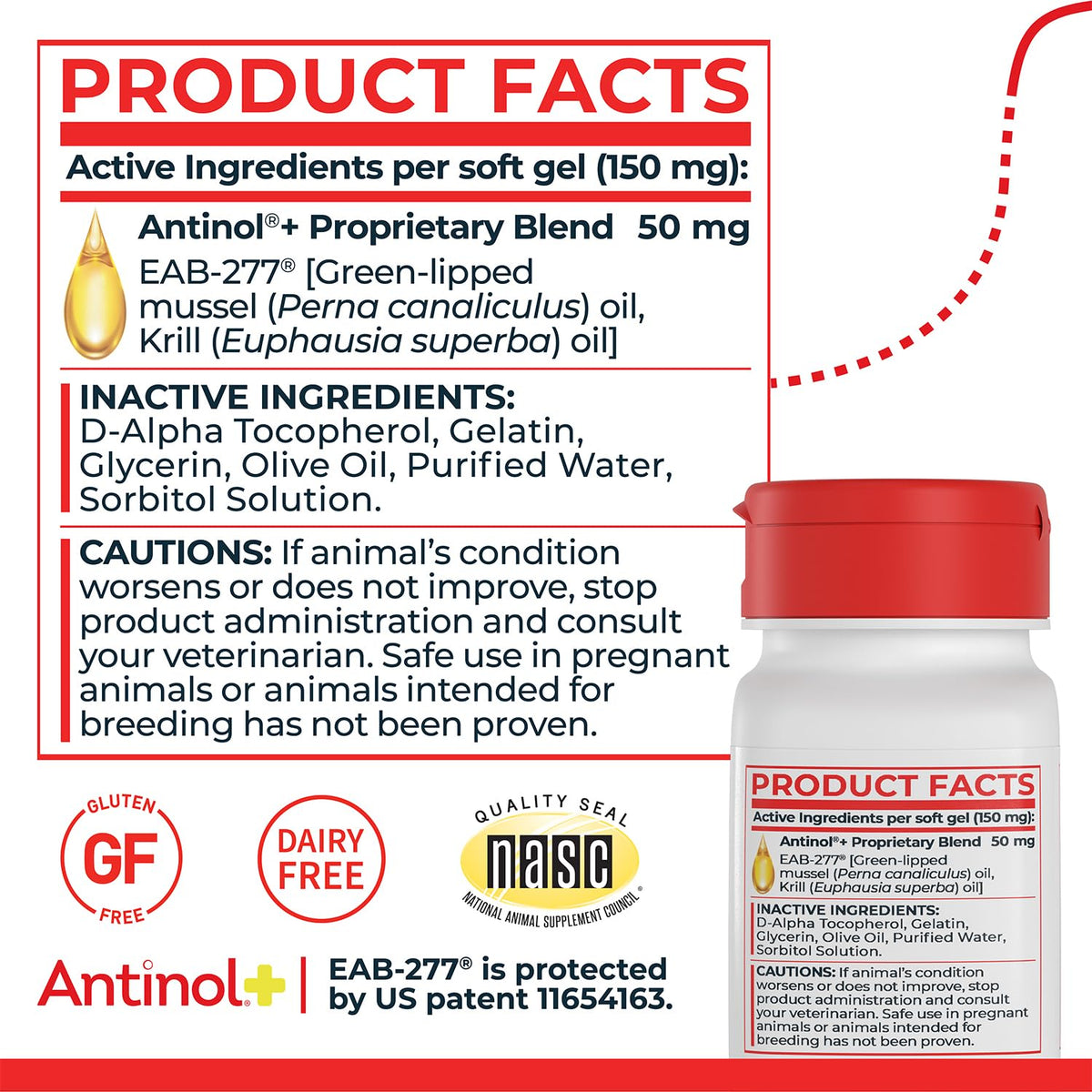 Antinol Plus Mobility Hip & Joint Supplement for Dogs, 180 Soft Gels