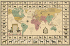 Pictorial Map 1933 - Dog Map of the World Historical Map Print - 66in x 44in