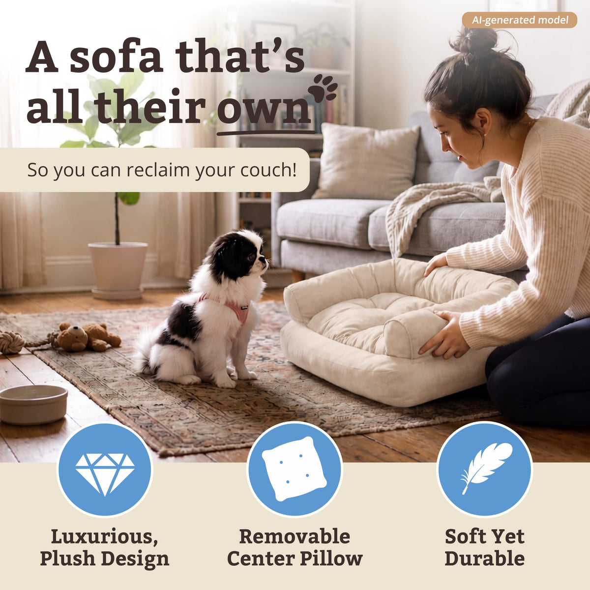 Snoozer Pet Products - Overstuffed Luxury Dog Sofa | Small - Buckskin