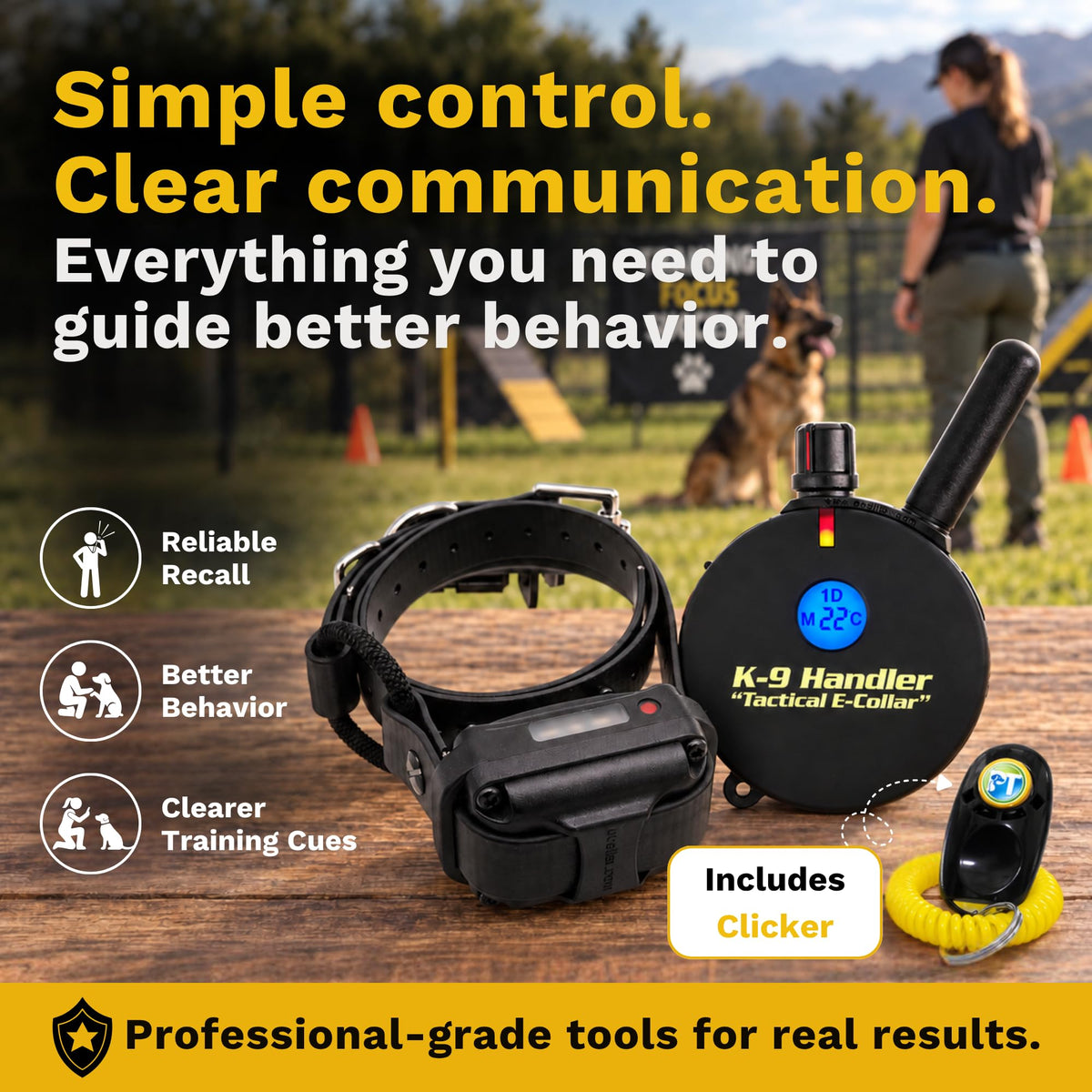 Educator K9-400 Tactical E Collar for Dog Training with Remote - 3/4 Mile Range, Waterproof, 100 Stimulation Levels, Tone or Vibration Mode, Night Light for Small, Medium & Large Dogs (33 inc)