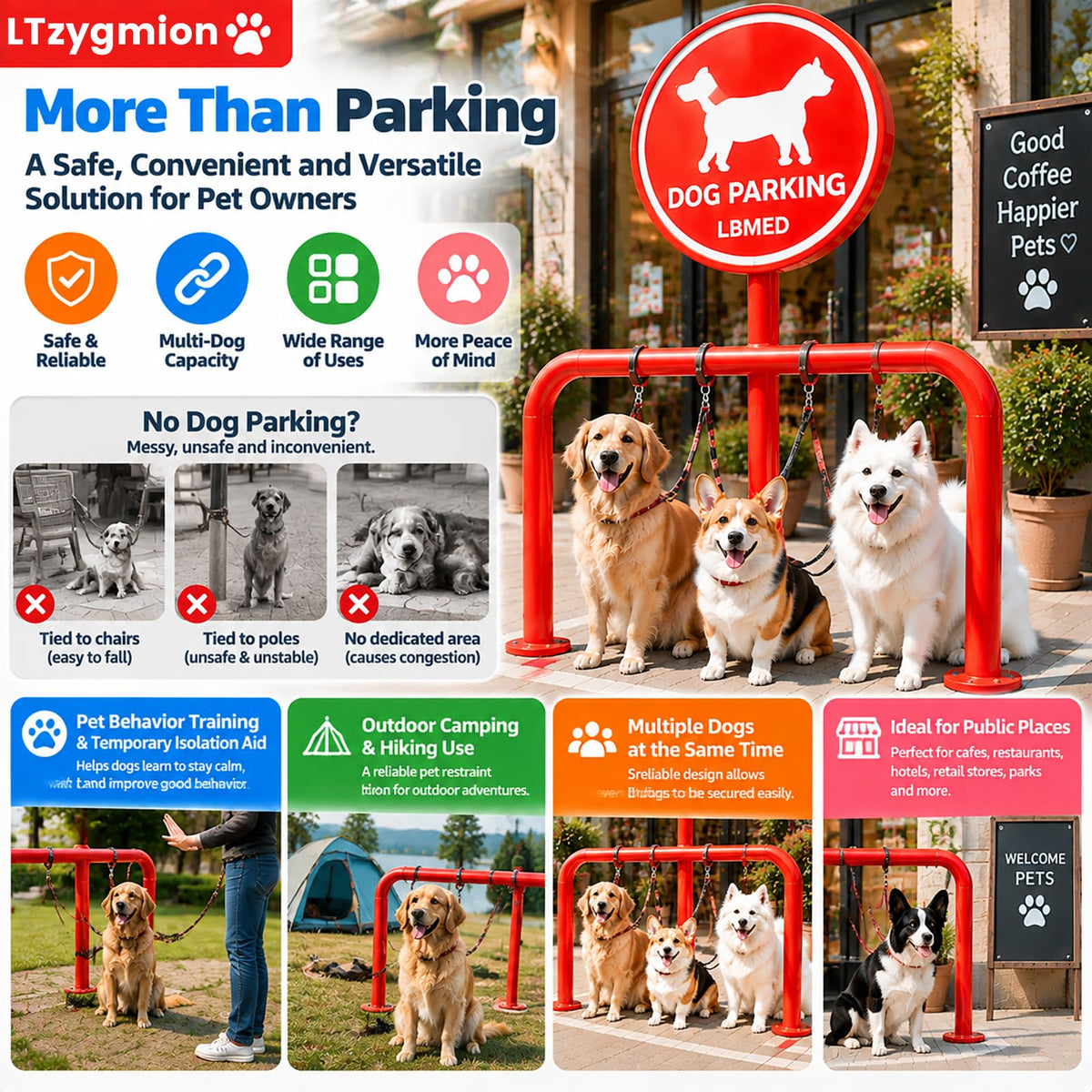 Dog Leash Parking Hook, Size: 100 Cm (length) X 120 Cm (height), Hands-free