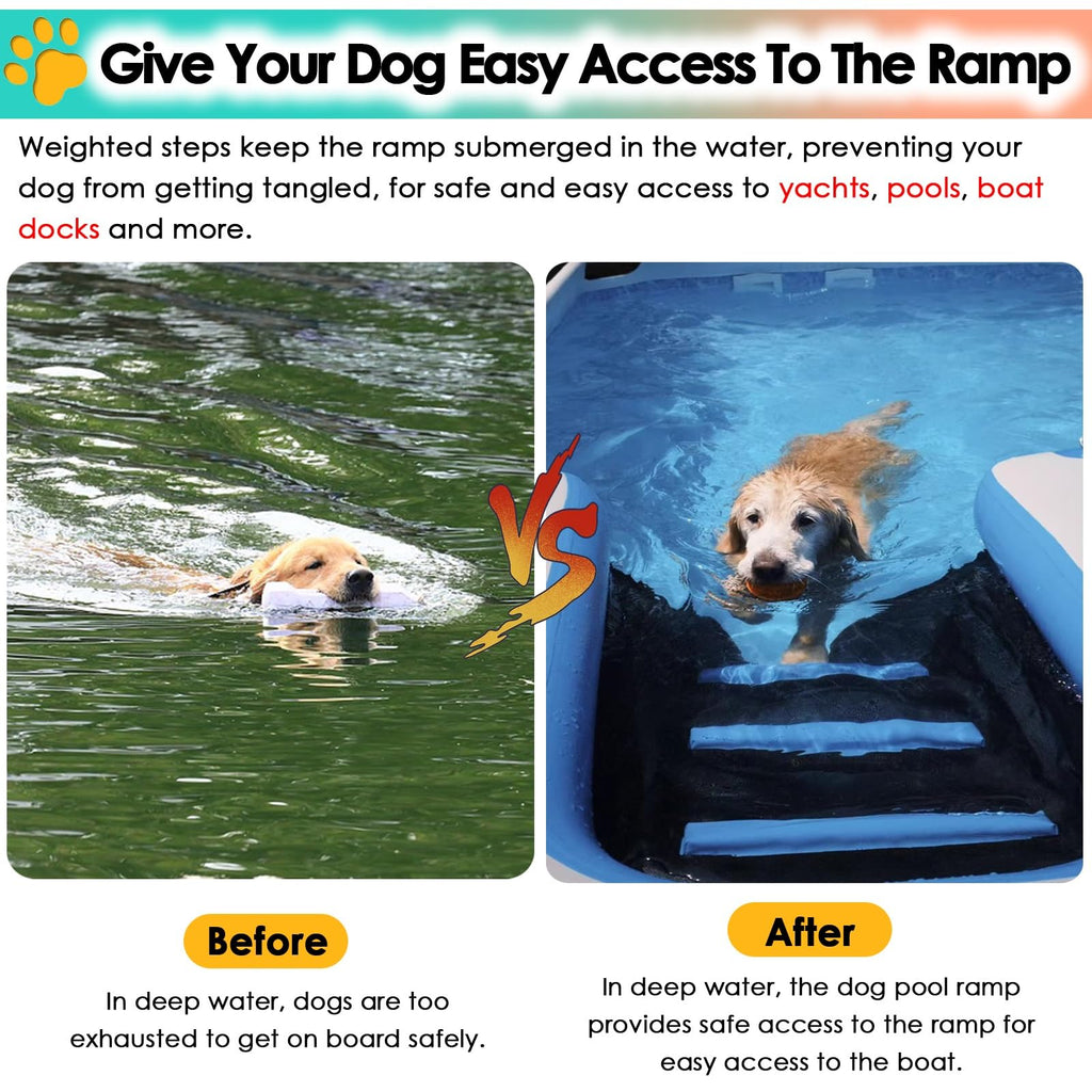 LZMZMQ Dog Water Ramp Floating Dock, Pools/Pontoon/Lakes/Beaches Dog Climbing Ladder Inflatable Ramps, Blue Non-Slip EVA Platform, for 60kg Dogs Climb Out of Water(150x100x15cm)