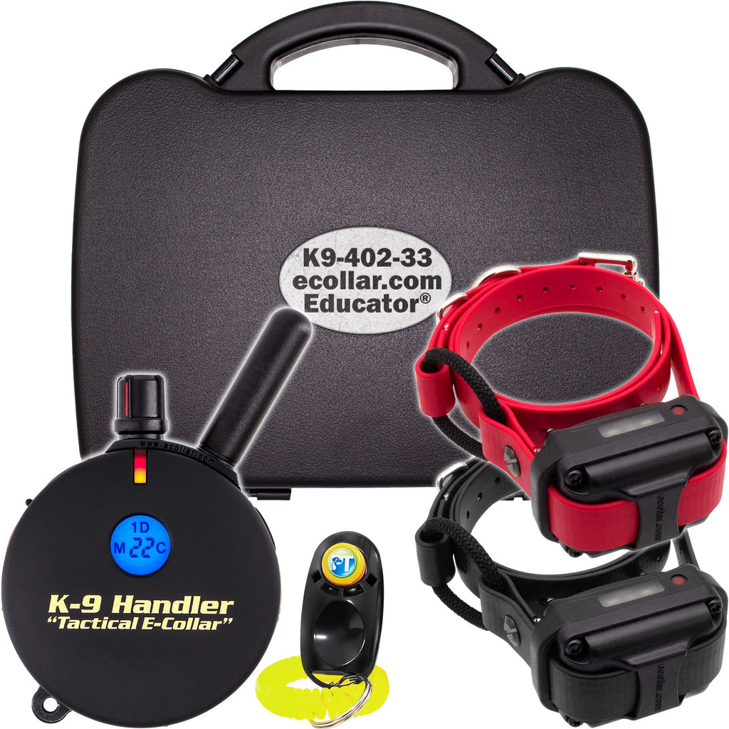 Educator K9-400 Tactical E Collar for Dog Training with Remote - 3/4 Mile Range, Waterproof, 100 Stimulation Levels, Tone or Vibration Mode, Night Light for Small, Medium & Large Dogs (33 inc)