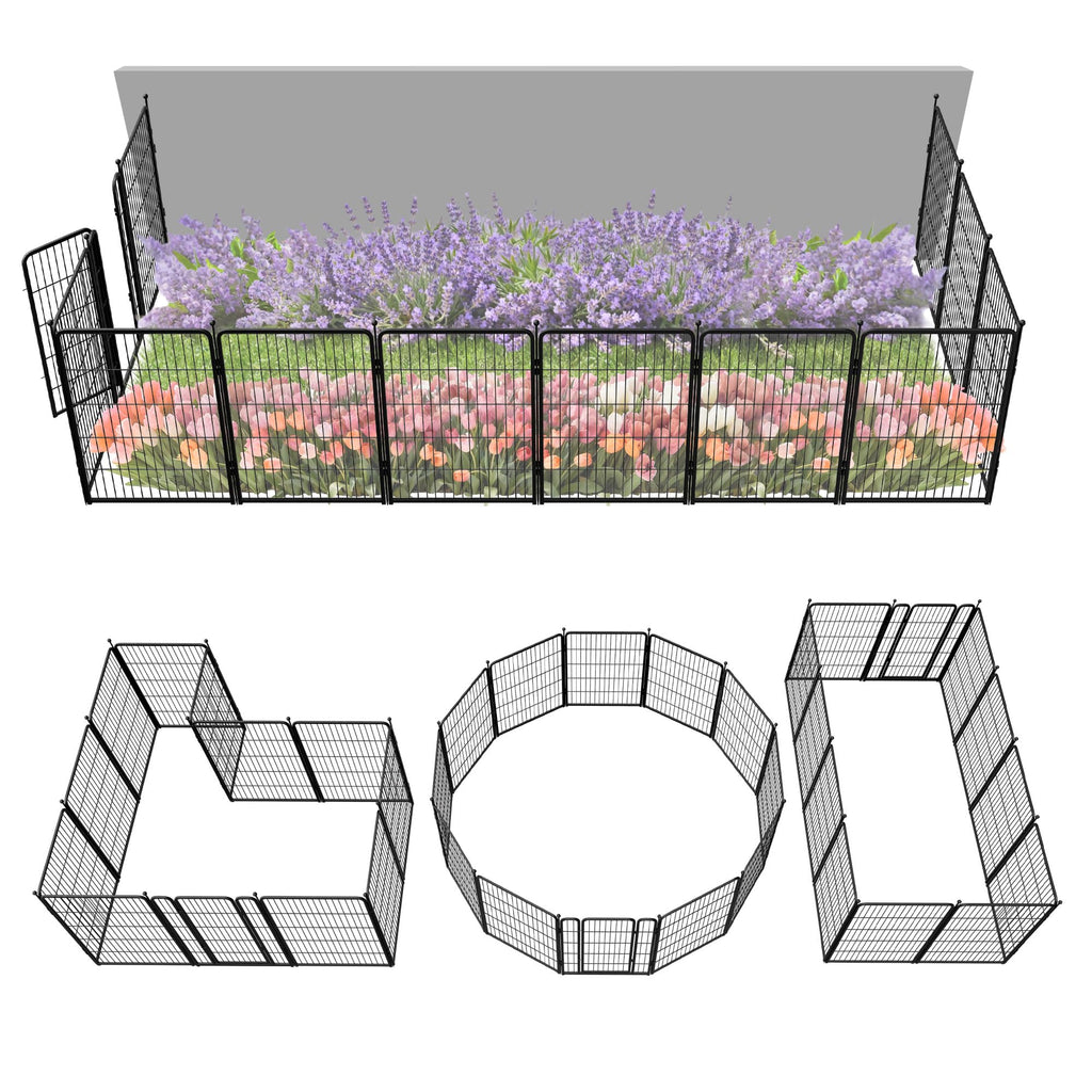 FXW No Dig Garden Fence, Outdoor for Yard, 50in(H) x 62.6ft(L), 24 Panels