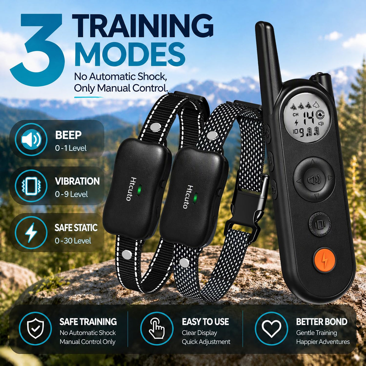 X3 Wireless Dog Fence for 2 Dogs, 2-in-1 Electric Fence & Remote Training Collar, 3500FT Adjustable Fence Range, 6100FT Remote Range, 3 Training Modes, IPX7 Waterproof, 185-Day Standby, Black