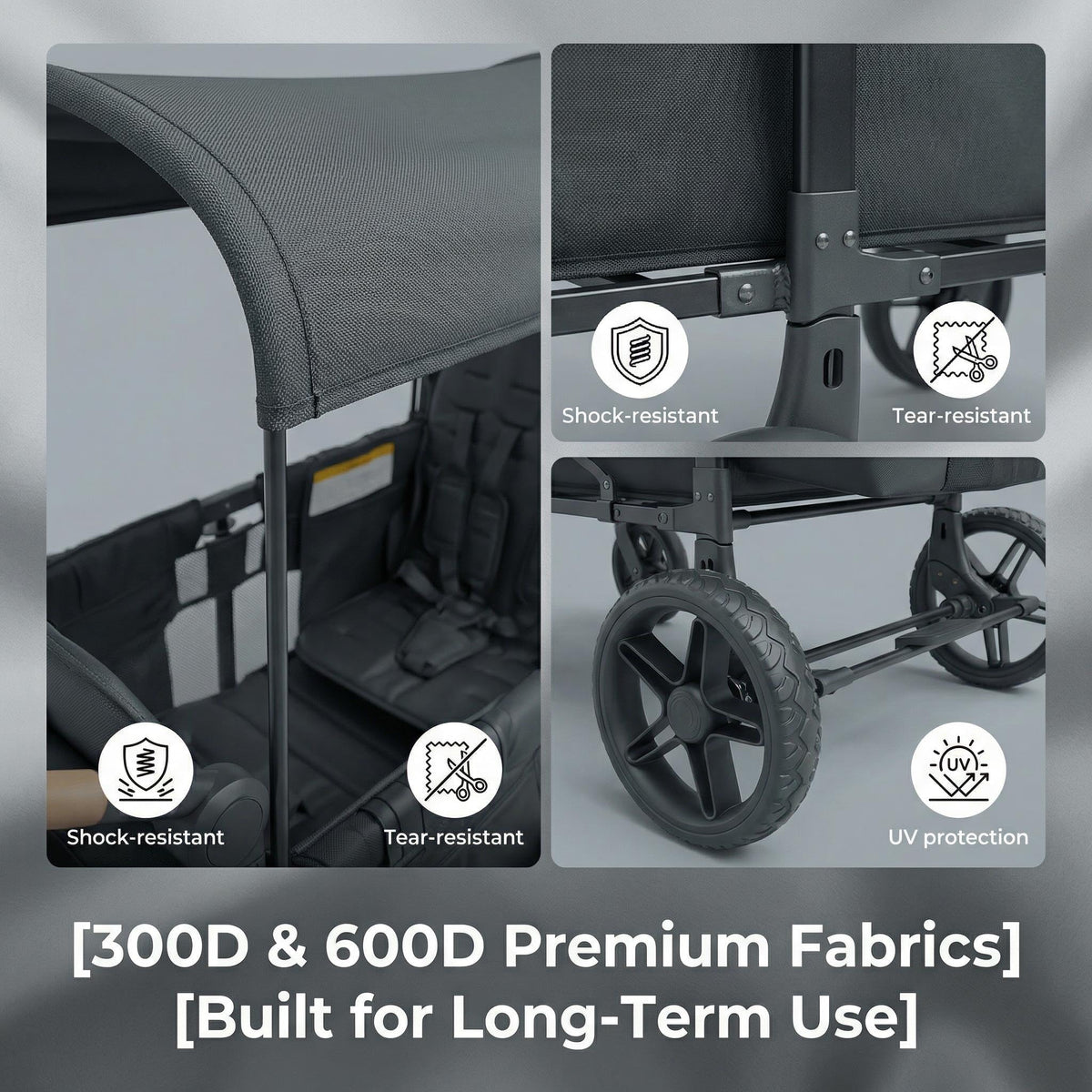 Foldable 4 Seater Pet Wagon, Alloy Frame Pet Stroller, Large Dog Stroller